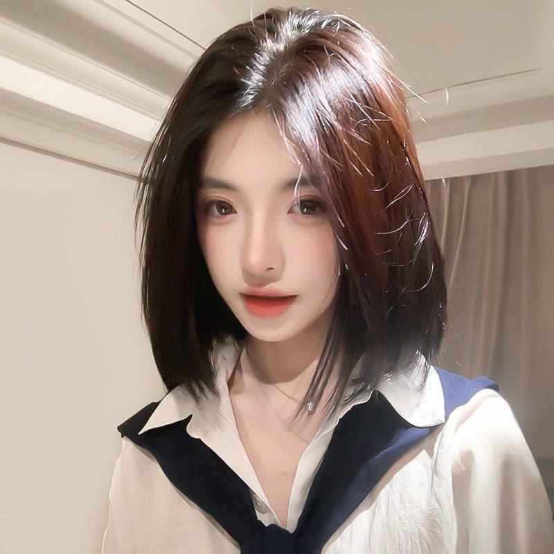 速发假发女中分短发夏季薄款一刀切新款波波头全头套自然整顶仿真