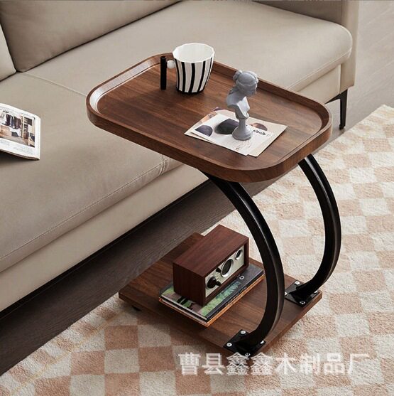 可移动沙发边几现代简约创意小圆桌茶几极简客厅床头c型边几角几图片