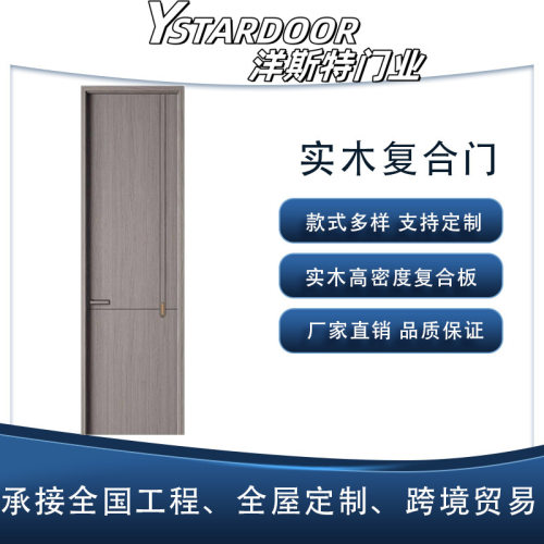 轻奢极简实木复合门无甲醛加厚填充静音锁具套装源头厂家