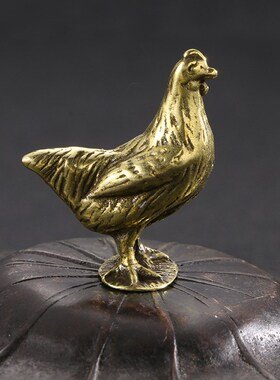 极速铜鸡摆件黄铜l仿古母鸡金鸡动物家居玄关办公室桌面迷你生肖