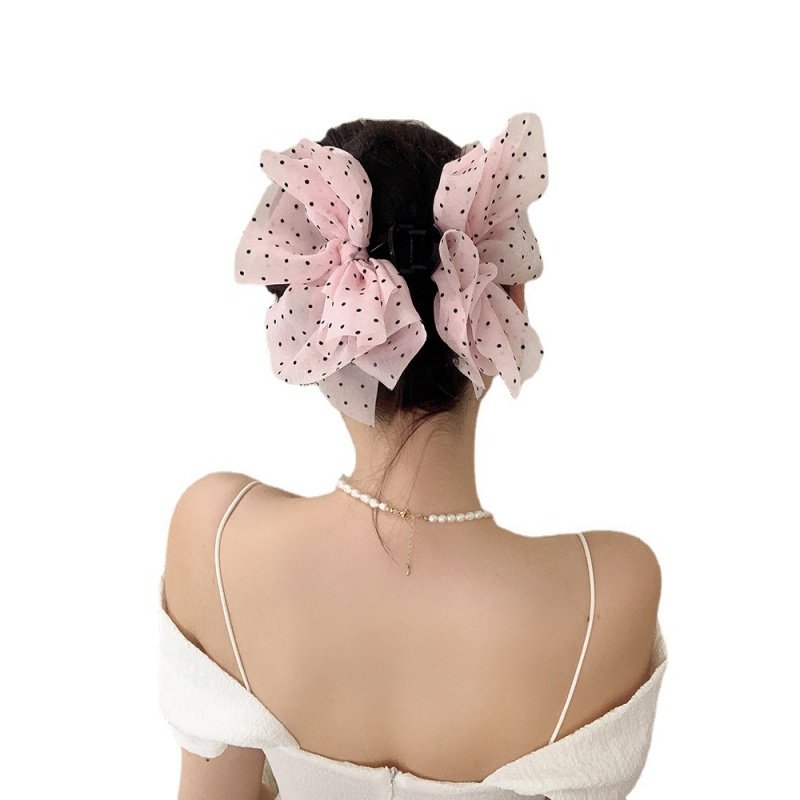 极速粉色波点网纱大号抓夹扁头救星后脑勺鲨鱼夹insX发抓仙女气质,节庆用品/礼品,挂饰/生肖挂饰,淘宝优惠券,粉丝福利购,淘宝优惠卷