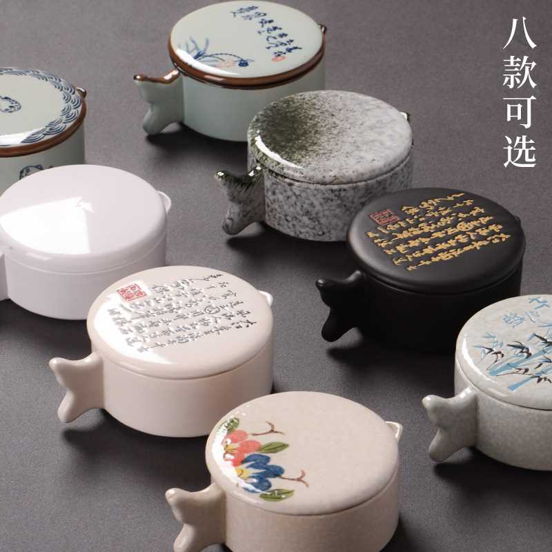 极速新品多功能墨池墨海笔架陶瓷墨蝶仿瓷K防摔砚台塑料带盖子墨