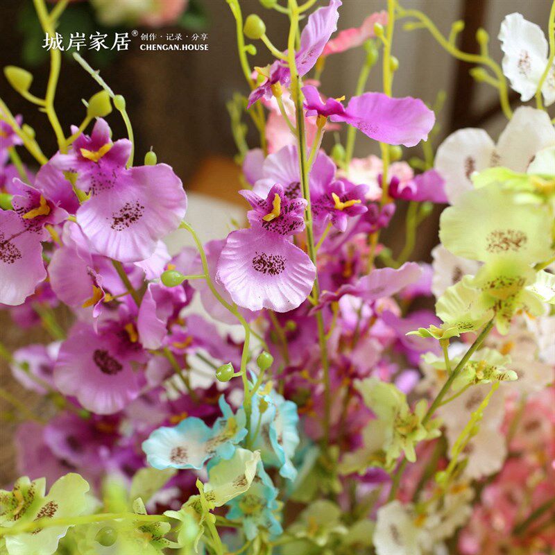 新品仿真跳舞兰花文心兰黄色假花仿真花/假花