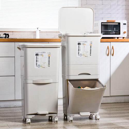 新品.Kitchen Trash Can Recycle BinE Sorting Trash Bin Househ
