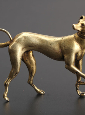 极速铜十二生肖狗摆件 实心纯铜金狗旺H财手把件站立小狗铜狗小摆