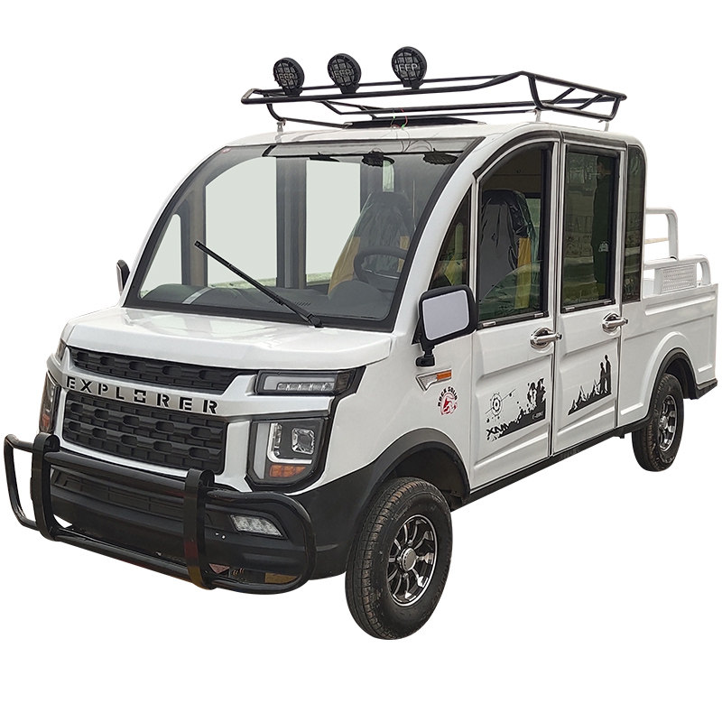 极速成人双排电动四轮皮卡车家用代步低速带棚爬T坡油电两用货车