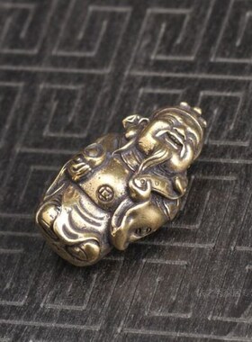 极速实心铜财神小摆件黄铜如意元D宝招财迷你铜财神爷手把件神像