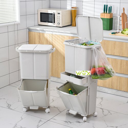 新品Kitchen Trash Can Recycle Bin Sorting Trash BinW Househo