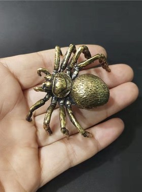 极速复古纯铜蜘蛛另类个性u手玩把件茶道茶宠摆件黄铜微雕工艺品
