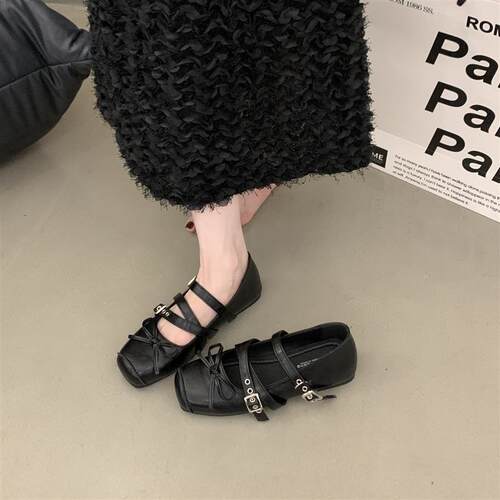 新品内增b高平底银色单鞋女2026新款春季厚底配裙子芭蕾风玛丽珍