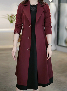 新品杭州意法风衣女款2q025春秋爆款高端品牌气质中长款西装领大