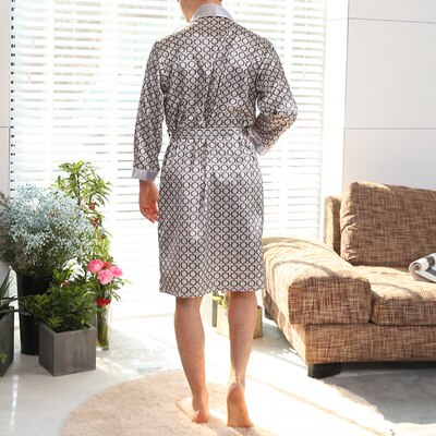极速Men Black Lounge Sleepwear  Silk NightwearR For Men Comf