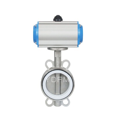 极速气动对夹蝶阀不锈钢r气动通风蝶阀D671F软W密封四氟涡轮