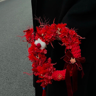 2026新年装饰花环氛围布置挂件新款春节家用过年墙面挂饰马年装扮