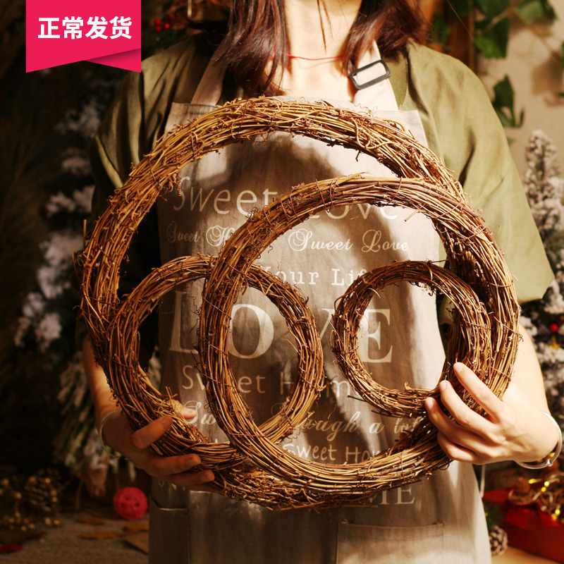 手工diy干藤条花环环创干花节日