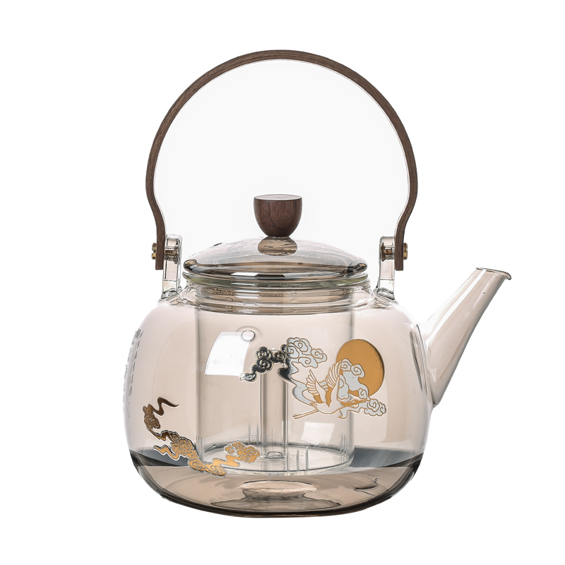 极速玻璃煮d茶壶实木提梁煮茶器加厚电陶炉耐高温烧水蒸茶壶过滤
