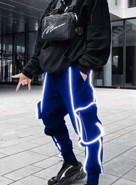 极速Spring and summer new tiey overalls mens reflective str