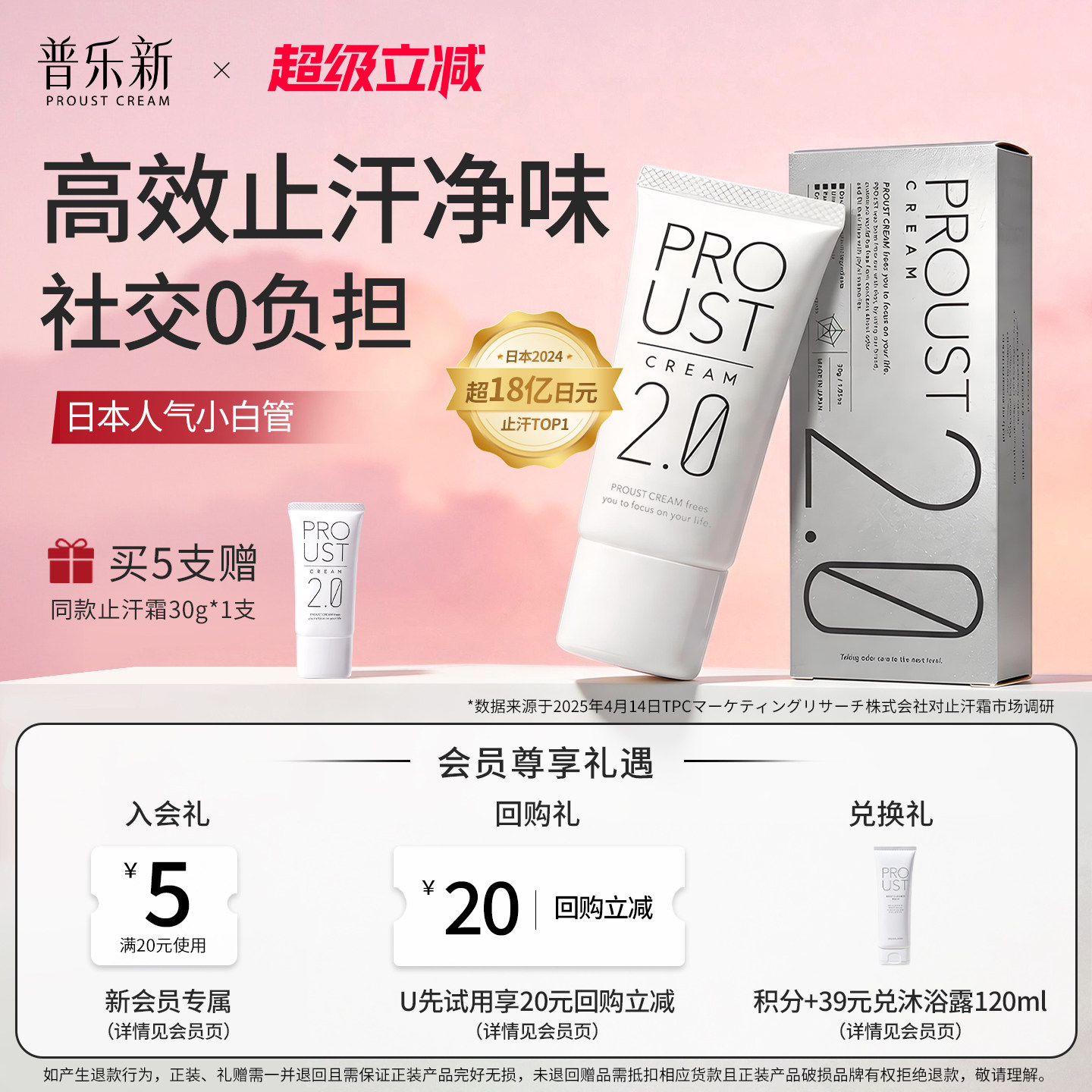 【新品升级】PROUST日本普乐新男女腋下净味祛狐味臭2.0止汗霜30g