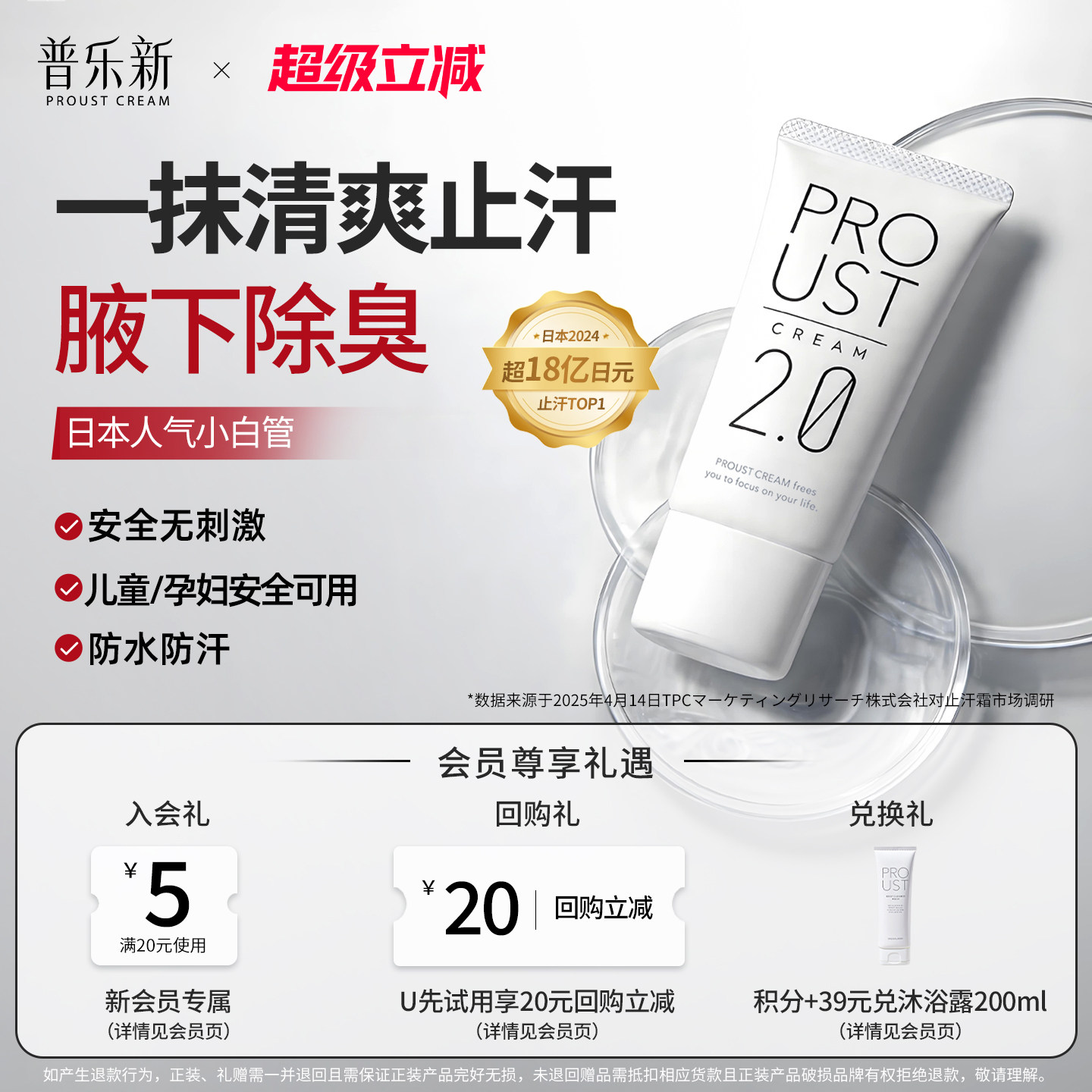 【新品升级】PROUST日本普乐新男女腋下净味祛狐味臭2.0止汗霜30g