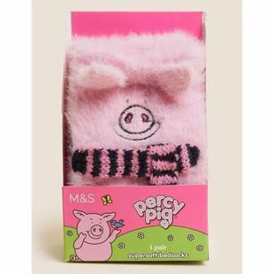 小红书同款中筒毛绒袜佩西猪Percy Pig袜子女秋冬毛毛可爱高颜值