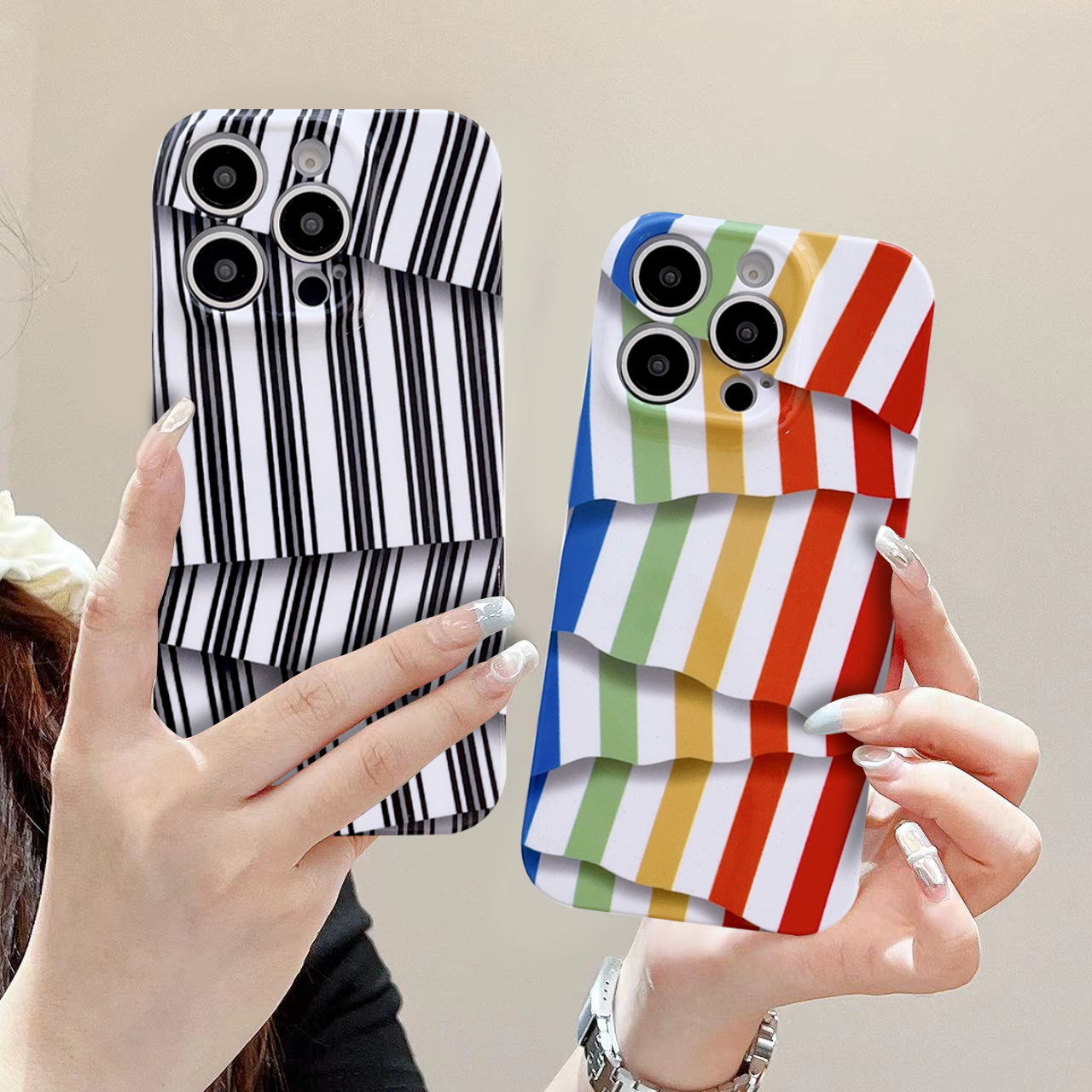 不规则线条手机壳适用iphone15promax新款苹果16条纹3d立体14plus创意13mini高级12小众11网红8p男7女xs/xr/x