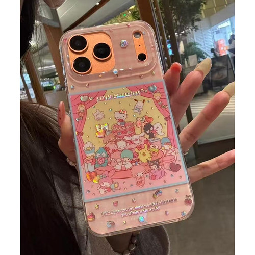 可爱卡通镭射三丽鸥派对适用iPhone17promax手机壳15新款17pro网红女款13创意全包防摔16pro超好看17保护套