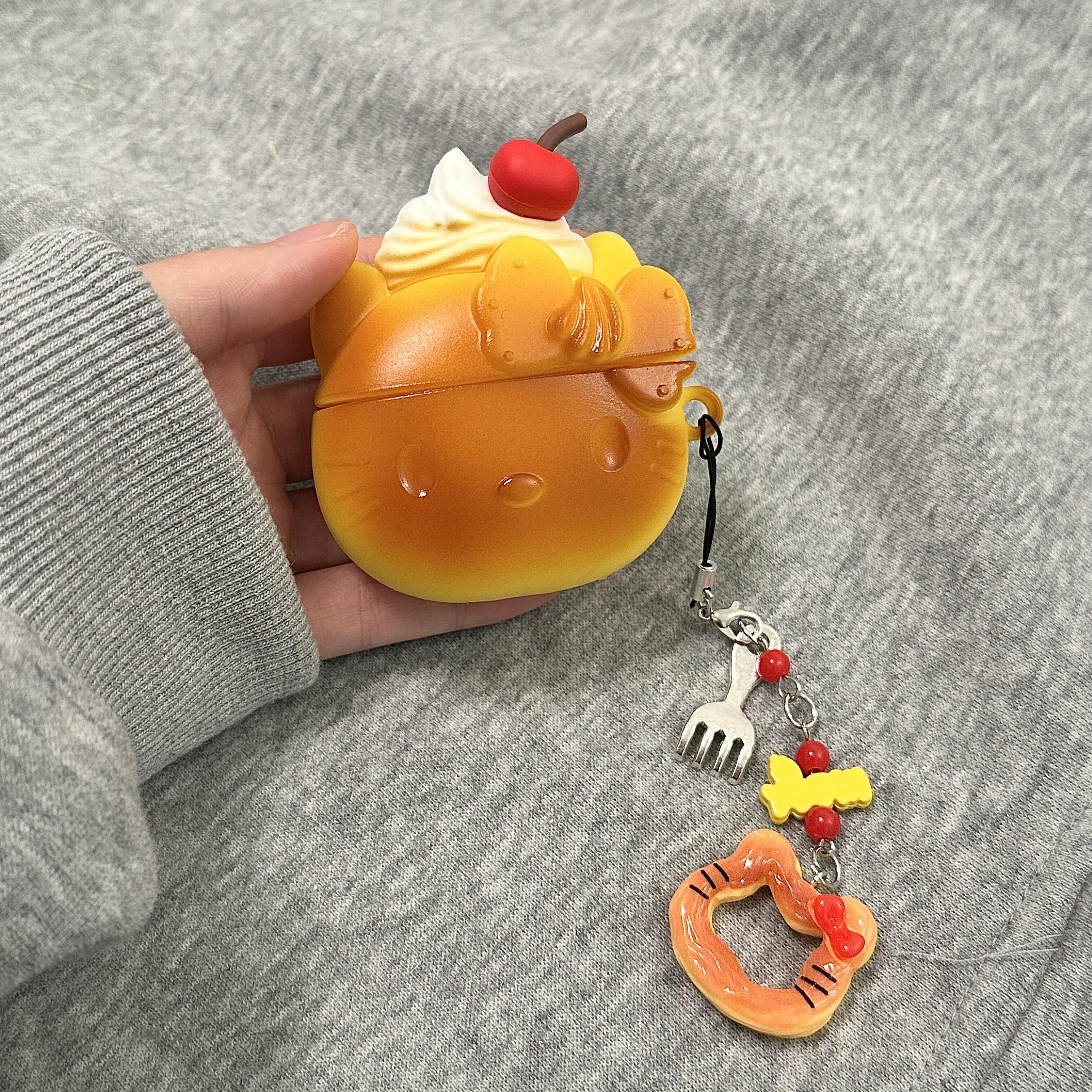 趣味立体奶油樱桃冰淇淋带挂件适用AirPodspro2新款苹果无线蓝牙耳机壳AirPods4小众AirPods3个性1/2代保护套