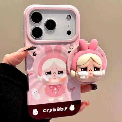 可爱卡通哭泣女孩适用iPhone17promax手机壳15新款17pro网红女款13创意全包防摔16pro超好看17保护套