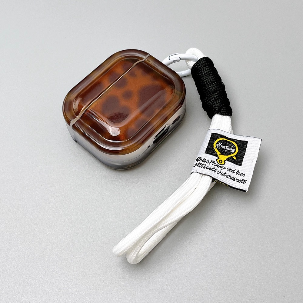 ins风简约棕底豹纹适用苹果AirPods4代苹果Pro3无线蓝牙耳机套AirPods3代软壳AirPodspro2防摔耳机盒男女