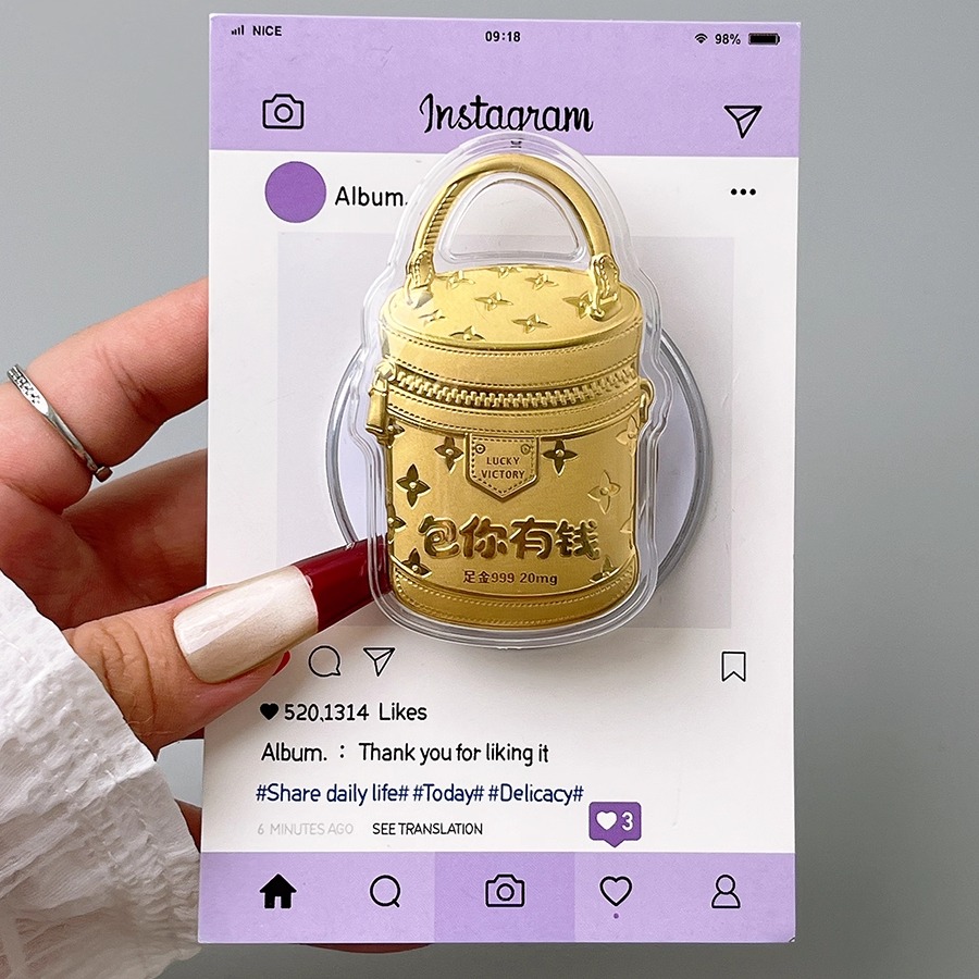 创意立体金箔包你有钱磁吸支架适用MagSafe手机强力吸附桌面懒人