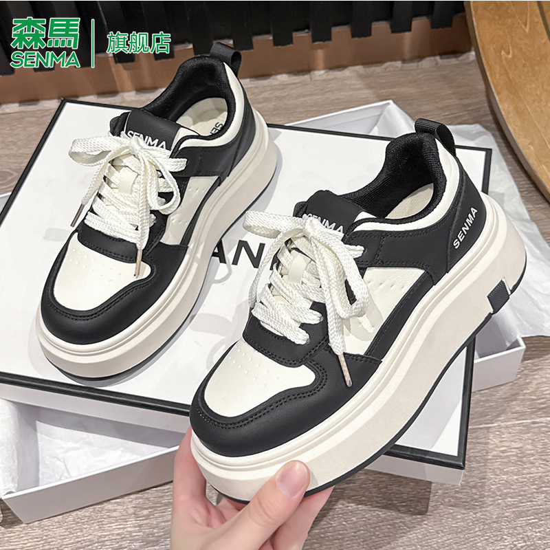 森马板鞋女款厚底增高小白鞋子女