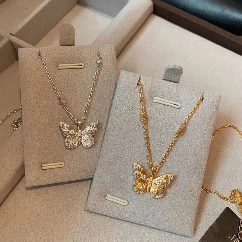 【网红款】镶钻拉丝幻彩蝴蝶项链