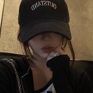 黑色棒球帽女2024新款加大加深鸭舌帽宽帽檐大头围显脸小百搭帽子