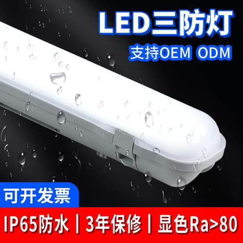 1.2米贴片三防灯ABS+PC防水60灯条感应三挡拨码调色应急支架灯具