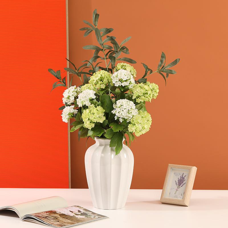 热销木绣球搭配花瓶北欧简约家居客厅插花玄关陶瓷贵妃瓶花艺摆件