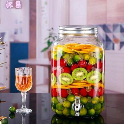 4升玻璃果汁罐带龙头自酿酵素瓶泡酒瓶饮水桶密封瓶带铁架 包邮