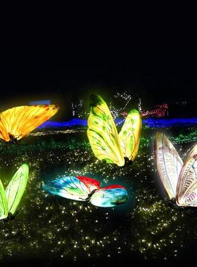 仿真发光蝴蝶幼儿园摆件户外园林景观雕塑动物公园林活动夜景装饰