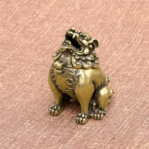 热销跨境仿古玩铜器望天吼 貔貅黄铜工艺品 O创意茶道办公室摆件