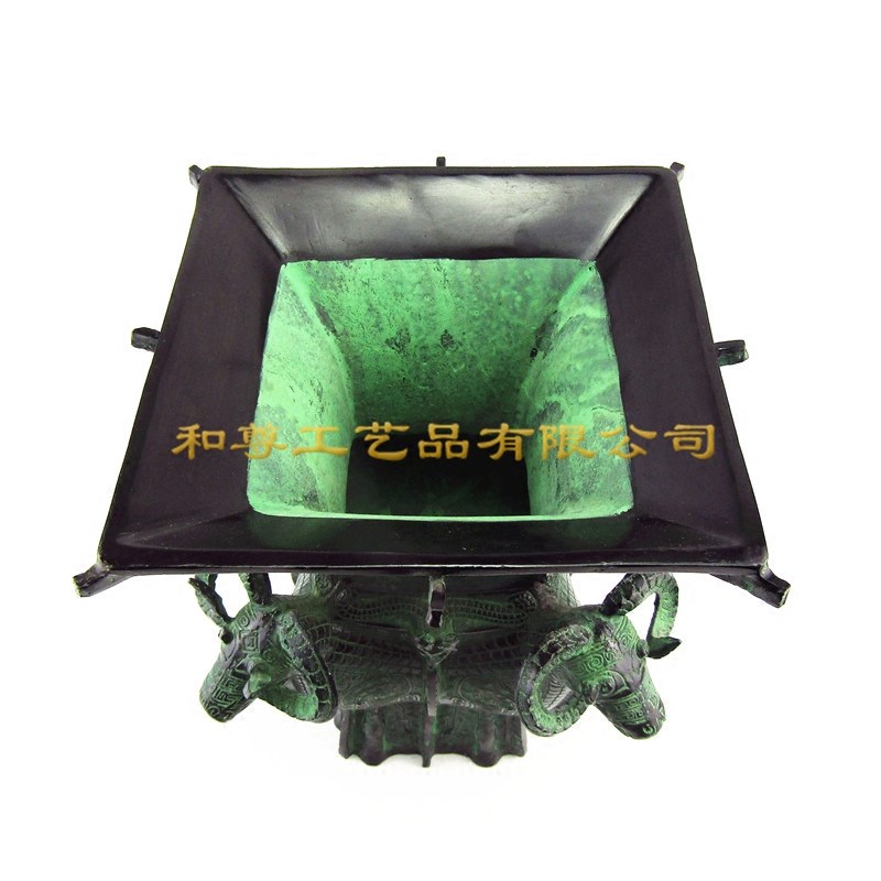 热销仿古青铜器四羊方尊家居摆件装饰F礼品艺术工艺品包邮公司别