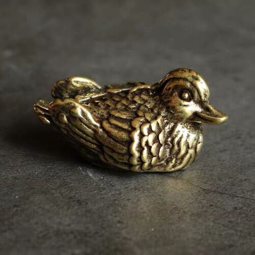 热销实心纯黄铜j办公桌面鸳鸯摆件古铜茶宠饰品工艺品礼品手把玩
