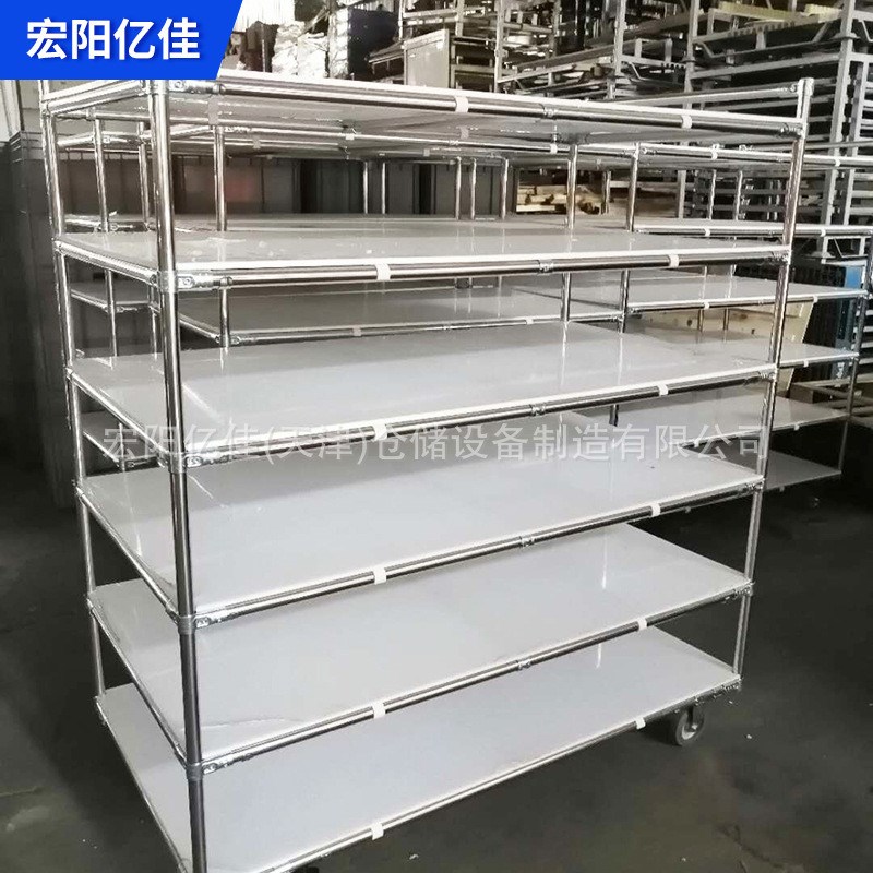 热销防静电周转车线棒物料架精益管手推车O车间移动分检车老化架