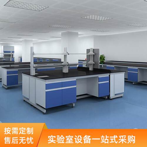 热销实验台实验室工作台理化生z钢木中央边台化验室万向全钢通风