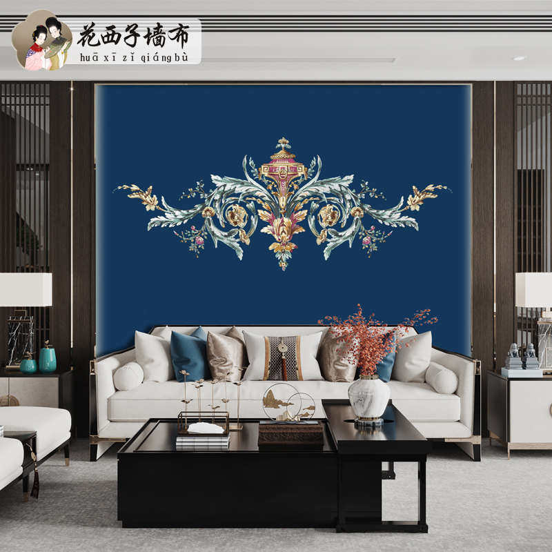 热销独绣简约欧式刺绣墙布无缝背景墙卧室客M厅电视沙发床头家装