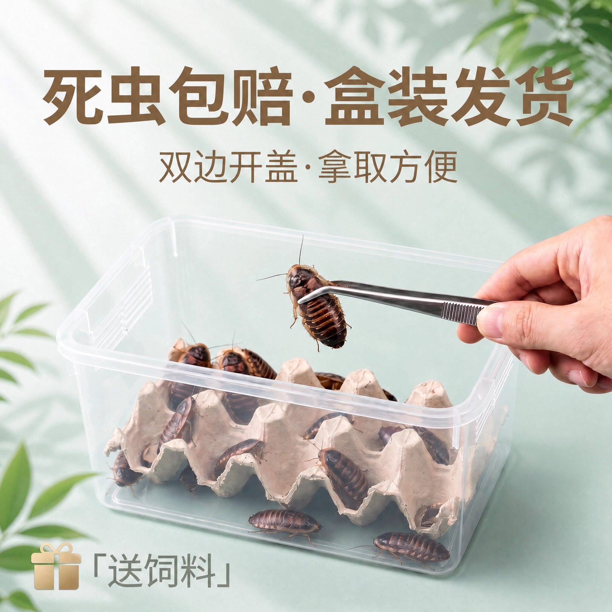 杜比亚蟑螂爬虫活体活饵蜥蜴蛙类龙鱼角蛙活体饲料盒拿取方便饲料