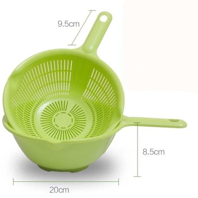 极速plastic long handle rice zcolander strainer filter green