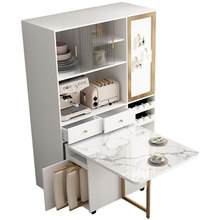 极速岩板b可折叠式餐桌餐柜一体伸缩轻奢家用小户型多功能带酒柜