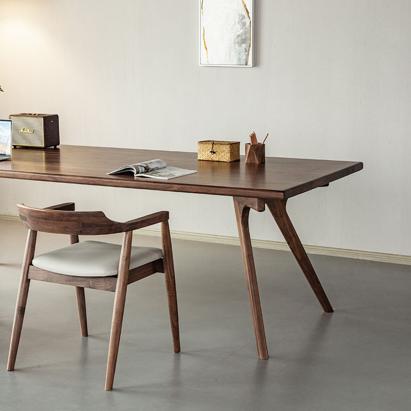 极速北美黑胡桃实木餐桌多功能实木大板茶桌日式极简2Y.6米加厚会