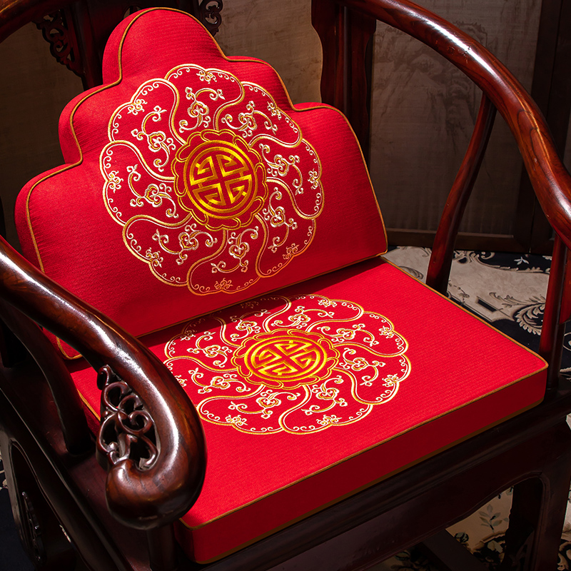 极速中式餐椅椅i垫红木椅子坐垫实木凳子垫子家用椅子垫茶椅餐桌