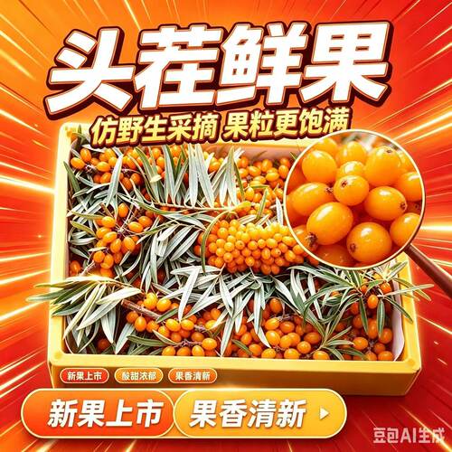 新疆兵团现采现摘野生沙棘小果带枝带叶京东直发