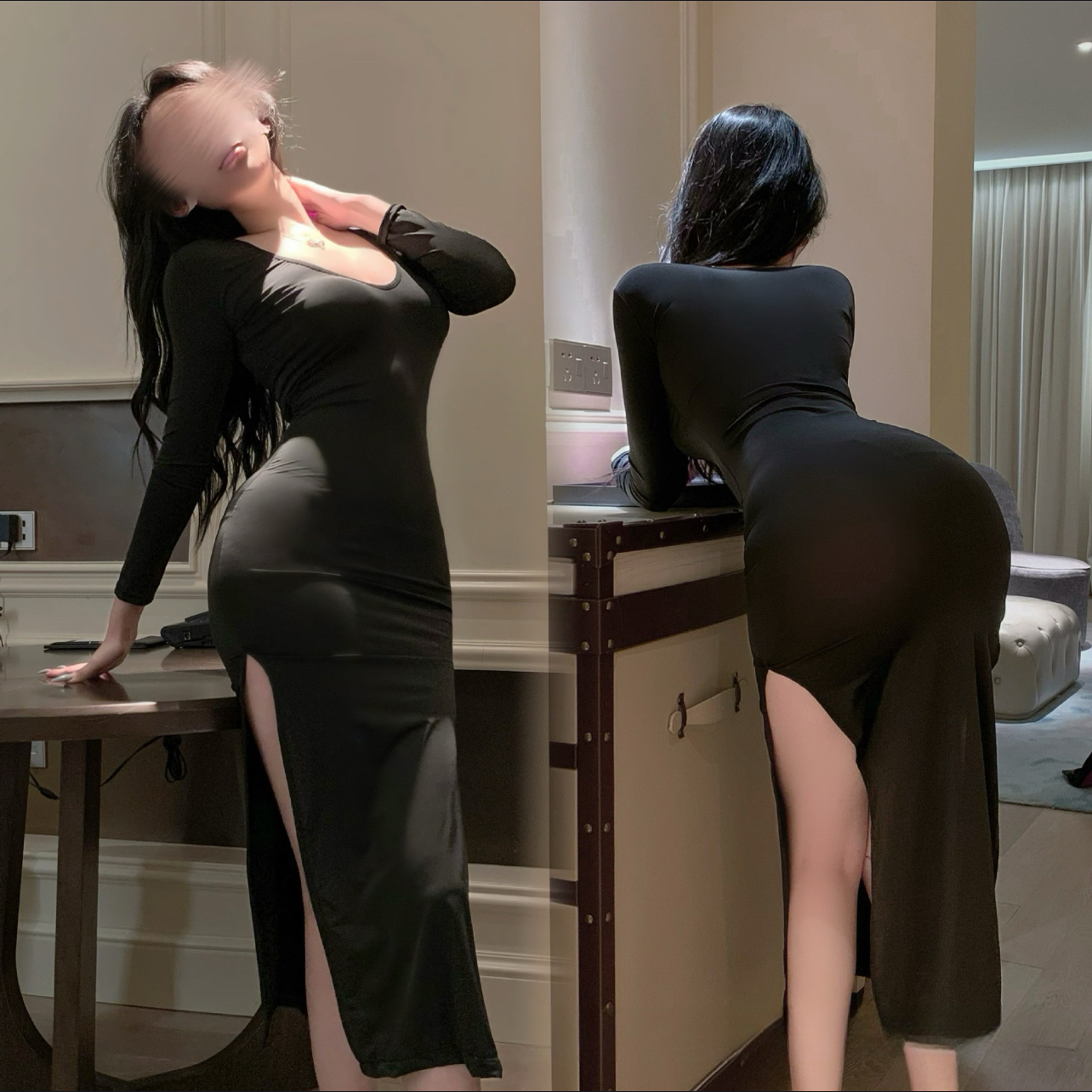 性感睡衣女蕾丝透视旗袍高开叉禁欲系御姐睡裙趣味户外漏出露透明